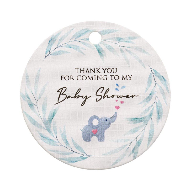 SummerRay 50pcs Thank You for Coming to My Baby Shower Baby Elephant Theme Thank You Tags Favor Tags